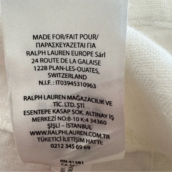 Lauren Ralph Lauren Linen Cropped Pants White High Rise Suggested Size 14 - Picture 7 of 8